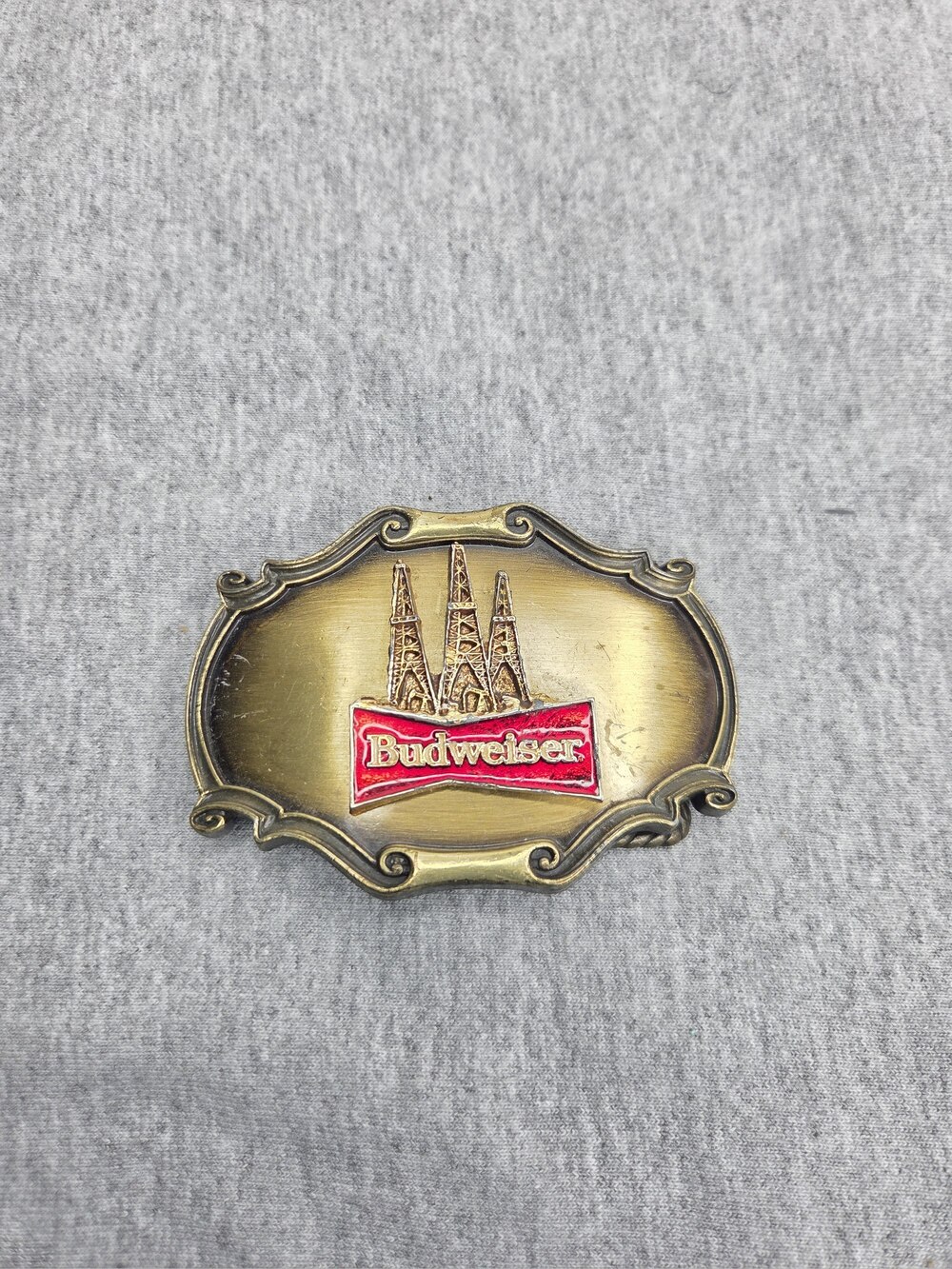 1980 Raintree Budweiser Label Brass Belt Buckle
